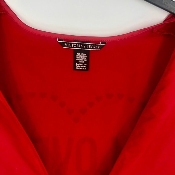 Victoria's Secret red satin LOVE kimono robe One size fits most - Picture 3 of 3
